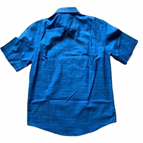 NWOT Alfani Regular Fit Blue Short Sleeve Button Down M Shirt Casual - Picture 9 of 11
